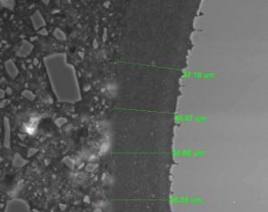 detailed SE image OCAS wire coating thickness