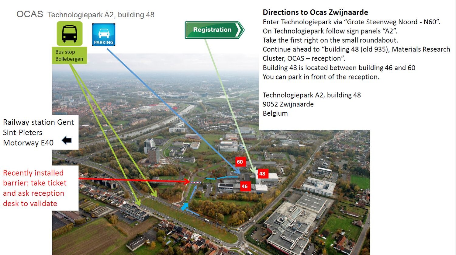Directions To Ocas Zwijnaarde - Technologiepark